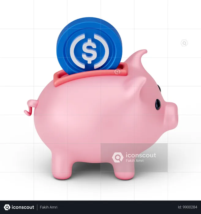 Save money in piggy  3D Icon