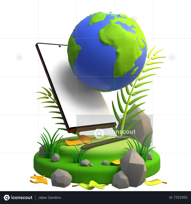 Save The Earth Mobile Mockup  3D Illustration