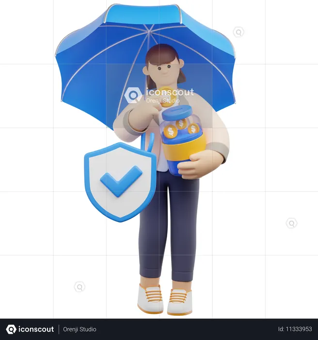 Saves Coins for Insurance  3D Icon