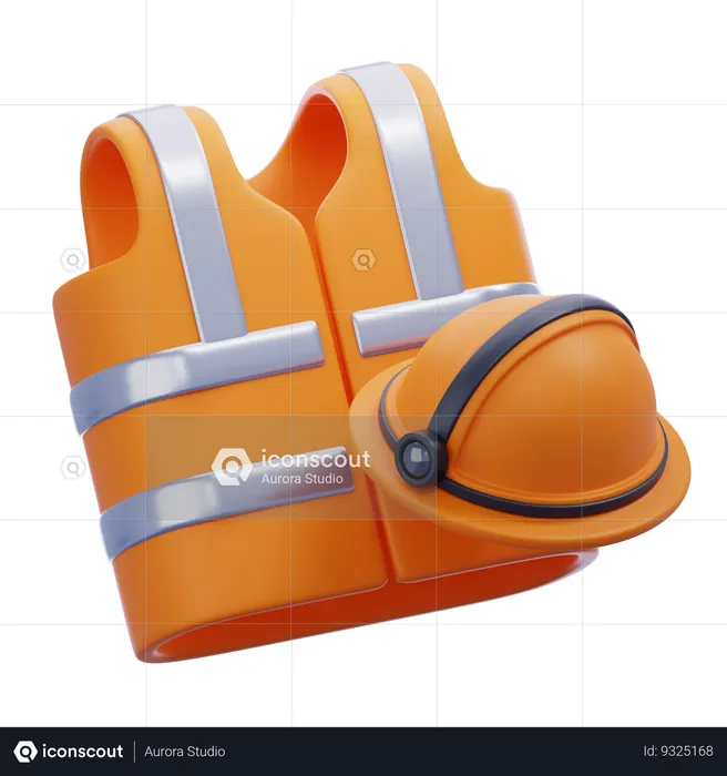 Savety vest and helmet  3D Icon