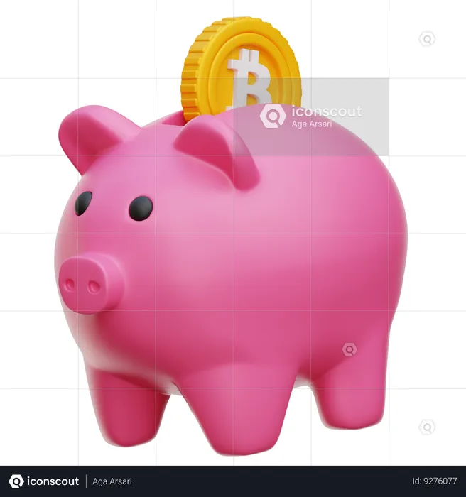 Saving Bitcoin  3D Icon