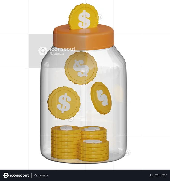 Saving Coins In Jar  3D Icon