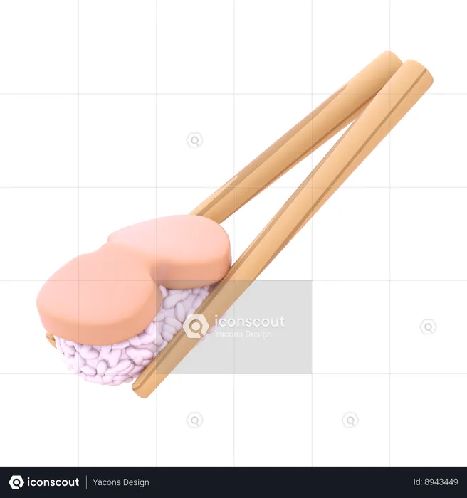 Scallop Nigiri In Chopstick  3D Icon