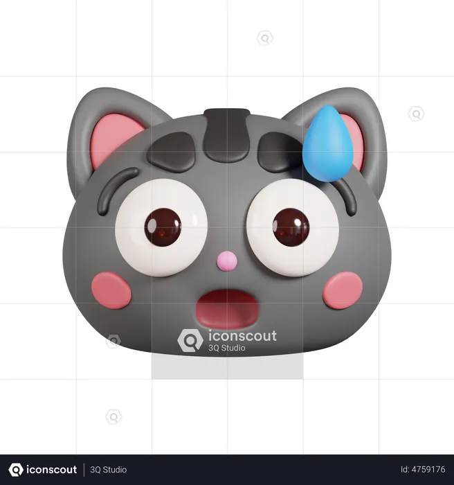 Scared Cat Emoji Emoji 3D Illustration