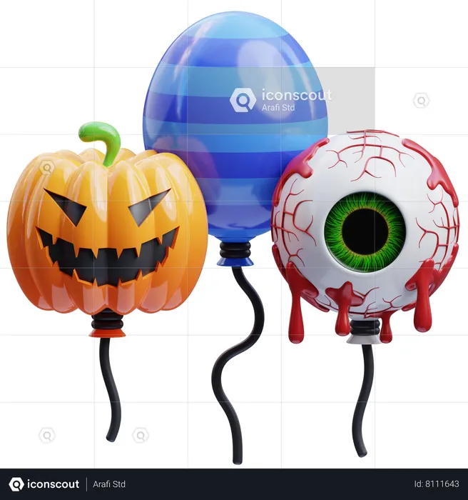 Scary Halloween Balloons  3D Icon