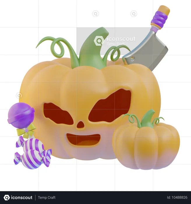 Scary Pumkin  3D Icon