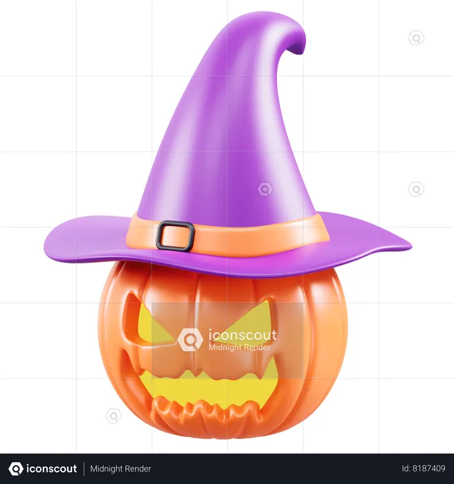 Scary face of halloween pumpkin 3D render 11234949 PNG