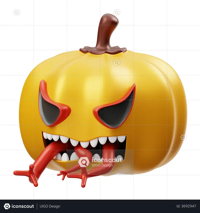 Scary Pumpkin  3D Illustration