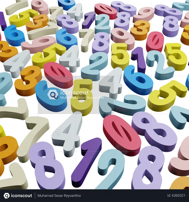 Scattered Numbers  3D Icon