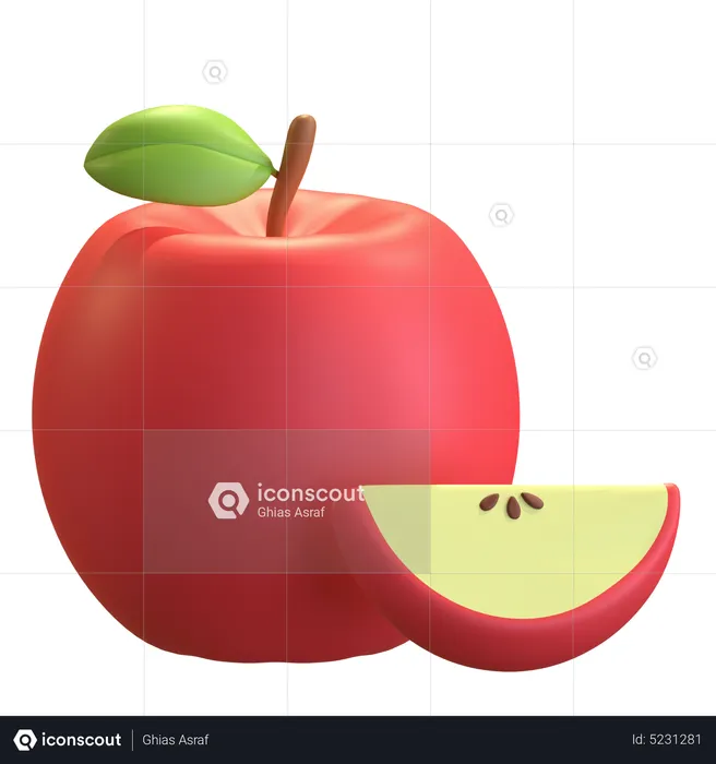 Scheibe roten Apfel  3D Icon