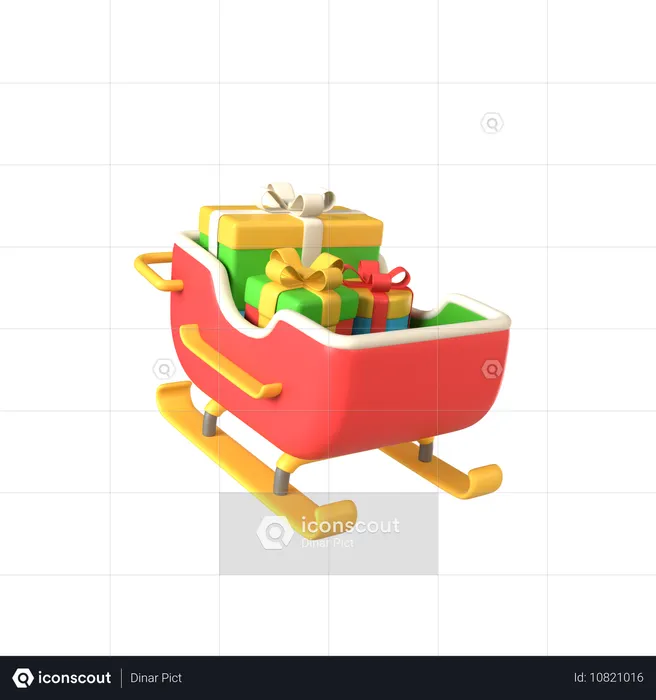 Schlitten mit Geschenkboxen  3D Icon