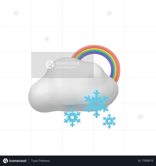 Schneefall mit Regenbogen  3D Icon