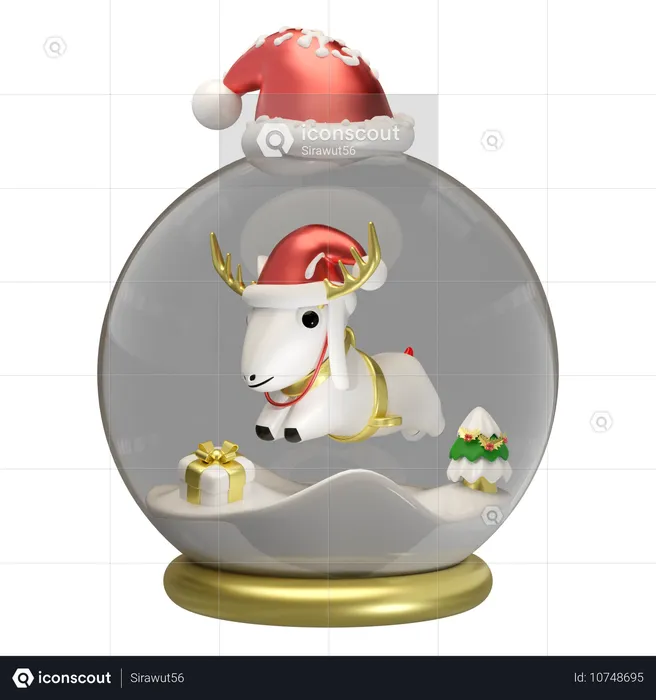 Schneekugel glas transparent  3D Illustration