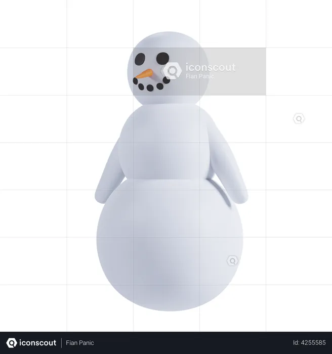 Schneemann süße Pose  3D Illustration