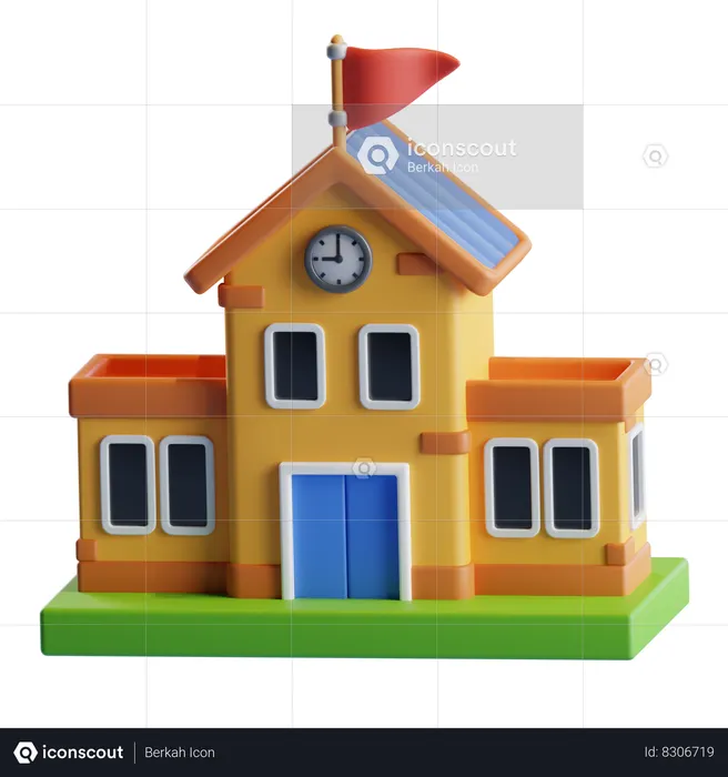 School  3D Icon
