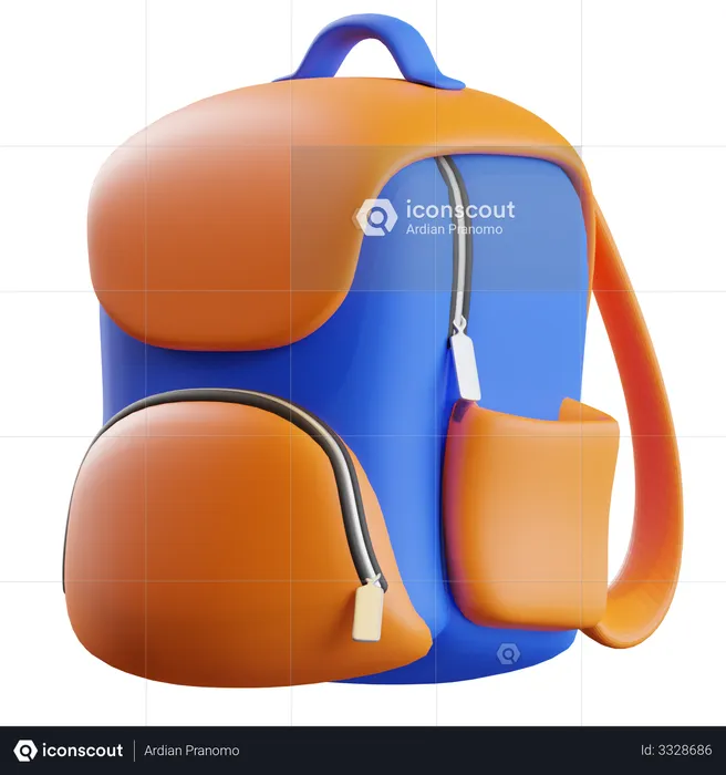 School Backpack  3D Illustration