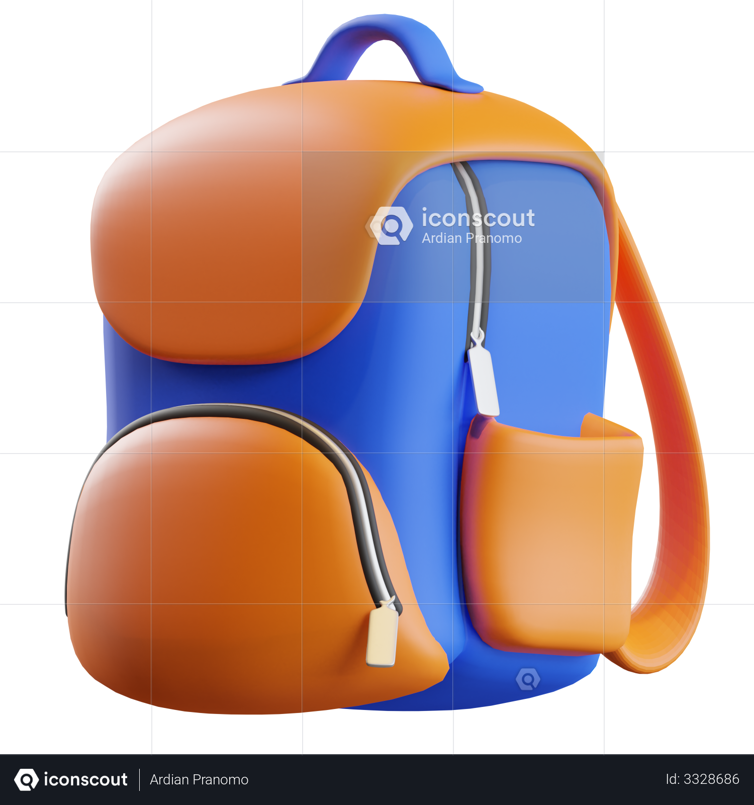 School Backpack 3D Illustration download in PNG, OBJ or Blend format
