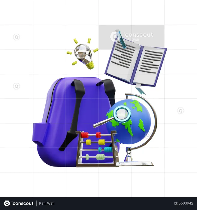 School Bag  3D Illustration