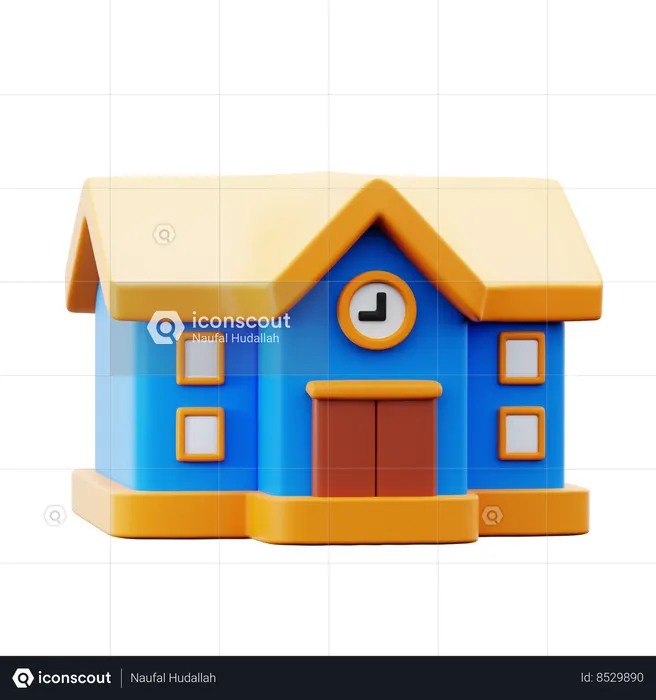 School Building  3D Icon
