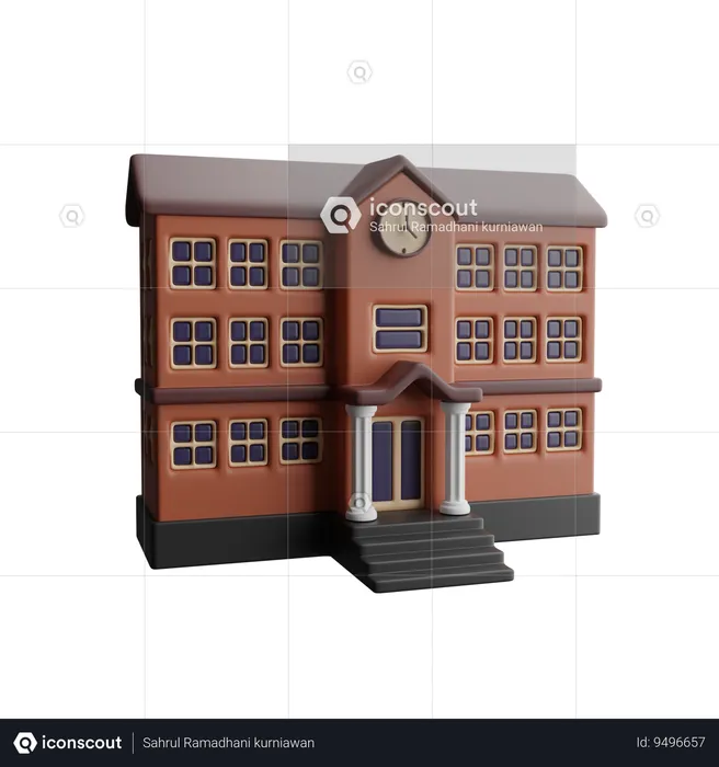 School building  3D Icon