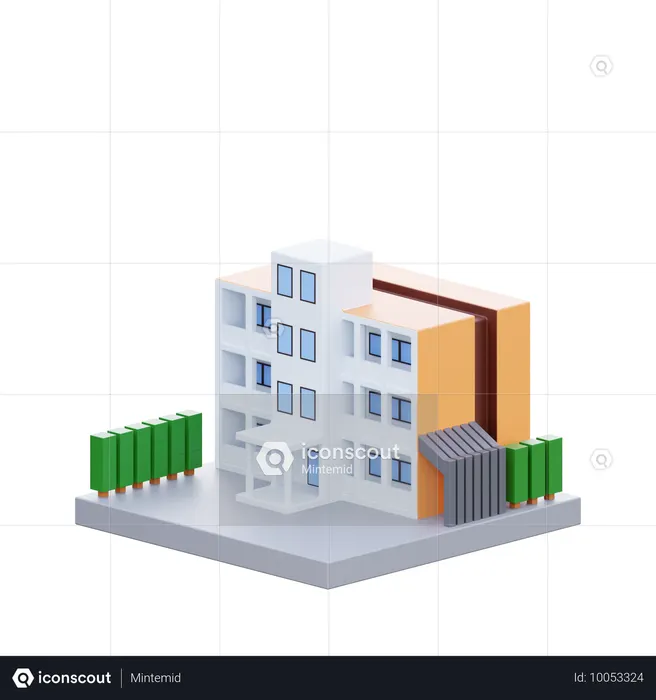 学校の建物  3D Icon