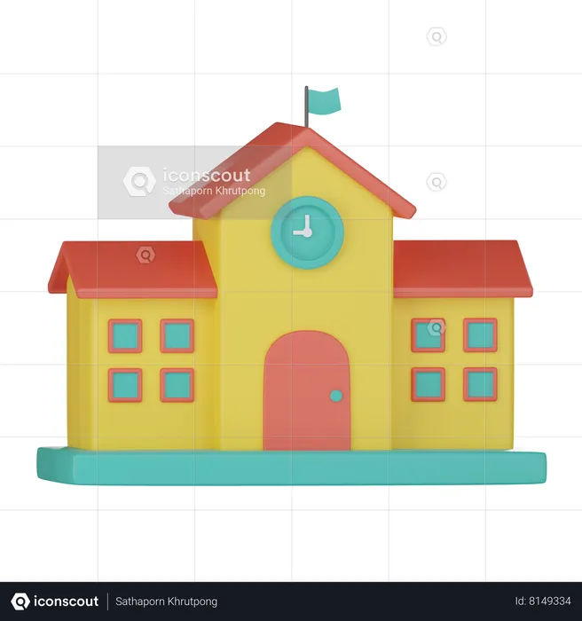 School Building  3D Icon