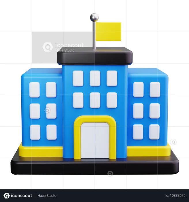 School Building  3D Icon