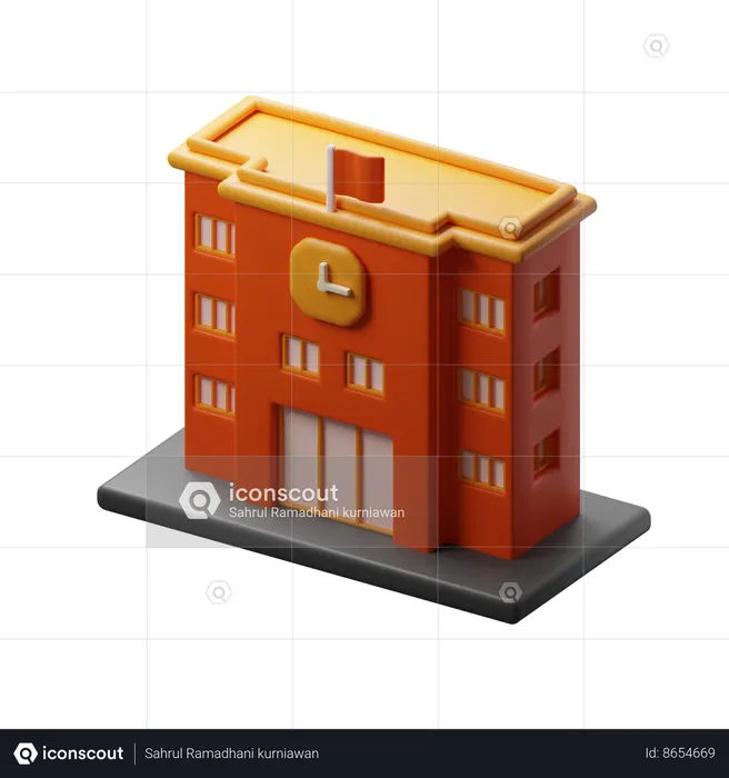 School building  3D Icon