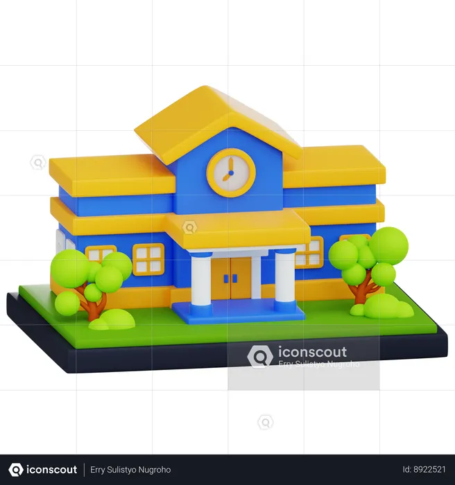 School Building  3D Icon