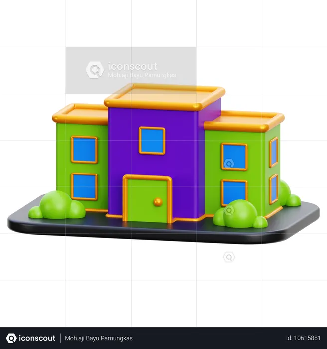 School Building  3D Icon