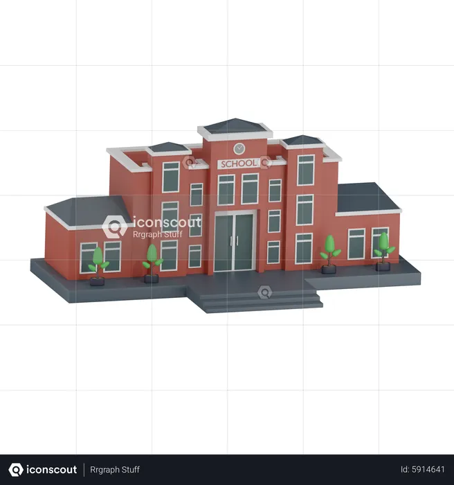 School Building  3D Icon