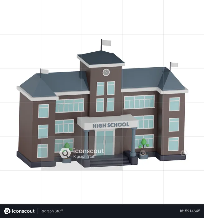 School Building  3D Icon