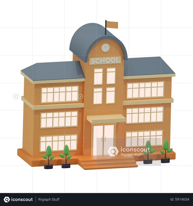 School Building  3D Icon