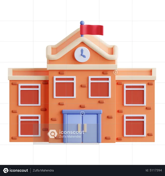 School Building  3D Icon