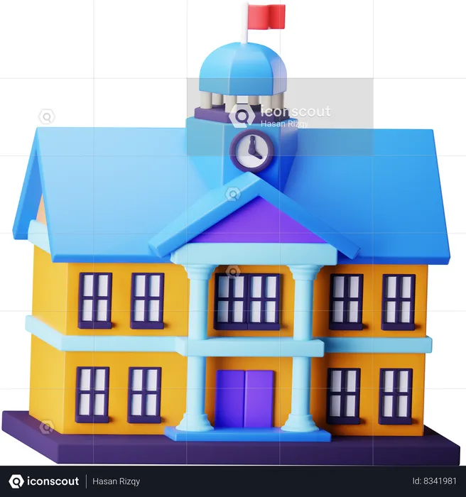 School Building  3D Icon