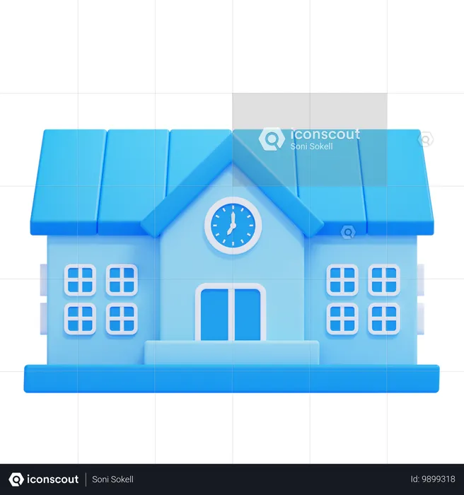 School Building  3D Icon