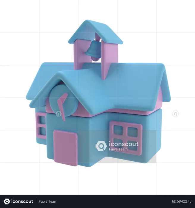 School Building  3D Icon