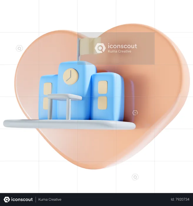 School Building  3D Icon