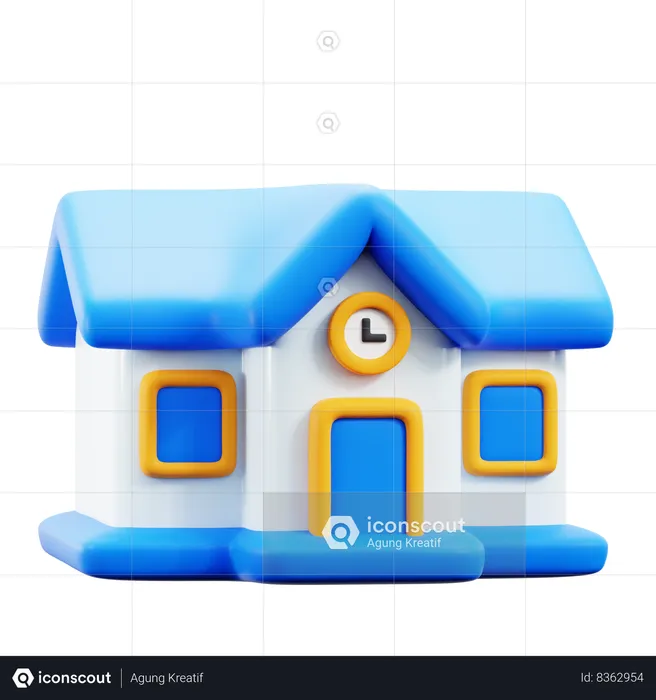 School Building  3D Icon