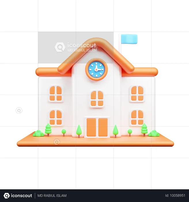 School Building  3D Icon