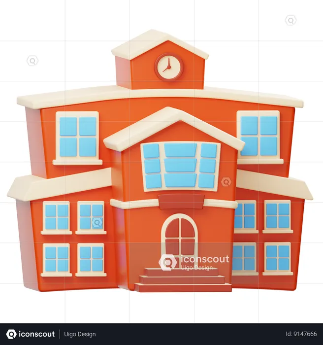 School Building  3D Icon