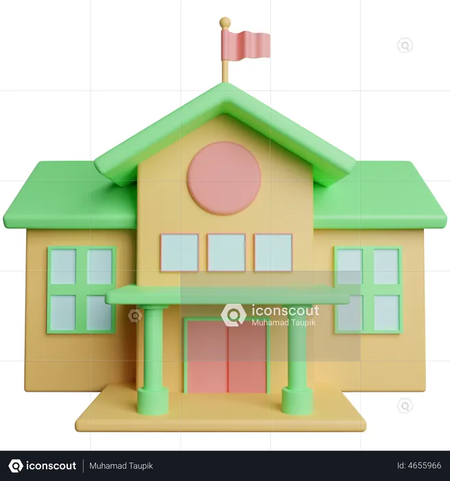 School Building  3D Illustration
