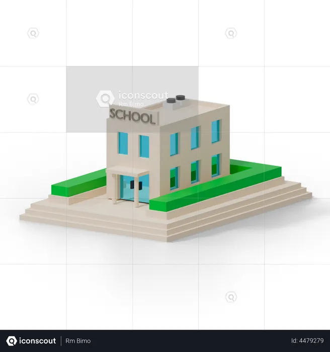 School Building  3D Illustration