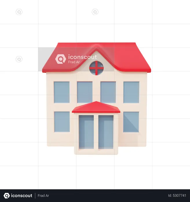 School Building  3D Icon