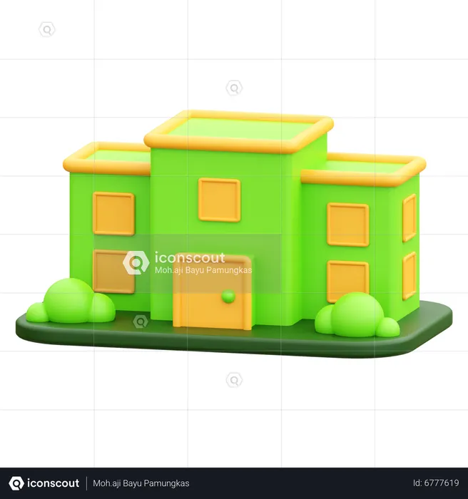 School Building  3D Icon