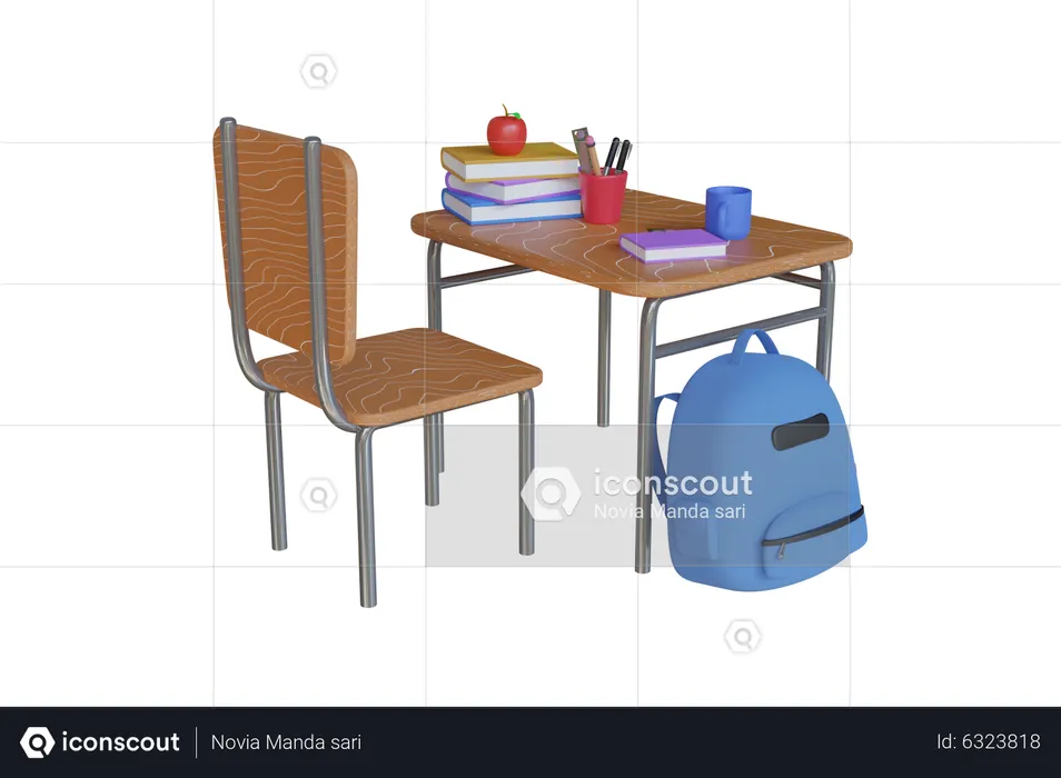 School Desk  3D Illustration