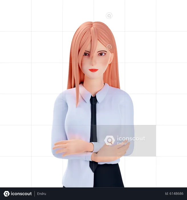 School girl crossed hand  3D Illustration