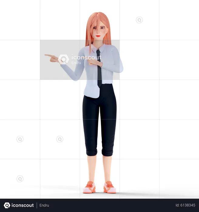 School girl panting left side  3D Illustration