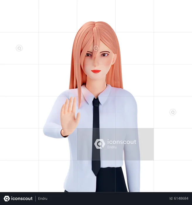 School girl stop hand sign  3D Illustration