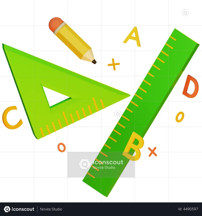 School stationery  3D Illustration